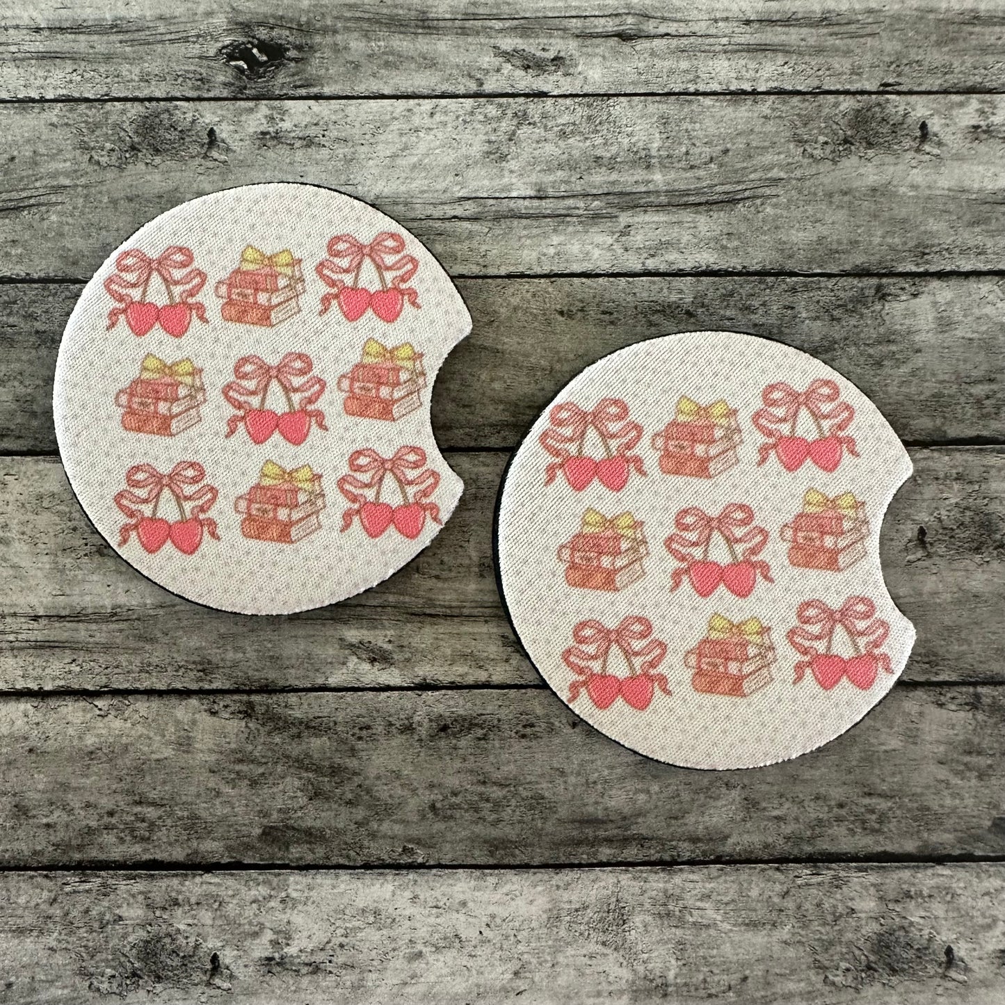 Books and Bows Neoprene Car Coaster