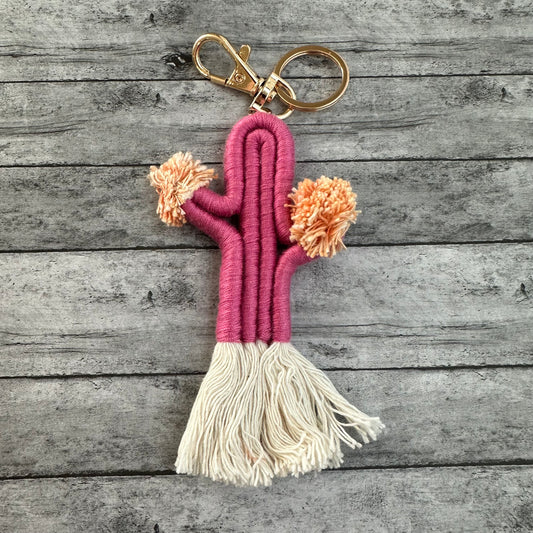 Pink Cactus Keychain