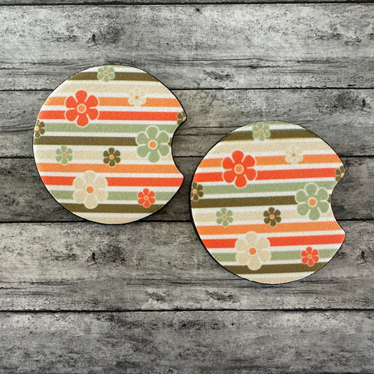 Groovy Flower Neoprene Car Coaster