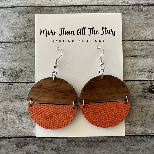 Basketball Textured Half Circle Earrings