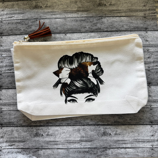 Cow Mom Hair Zipper Pouch