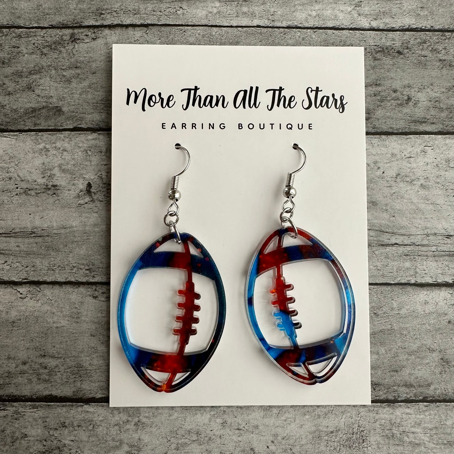 Football Blue and Orange Earrings