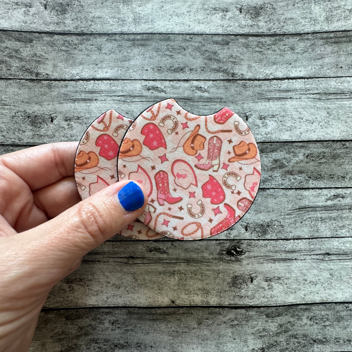 Pink Cowgirl Neoprene Car Coaster