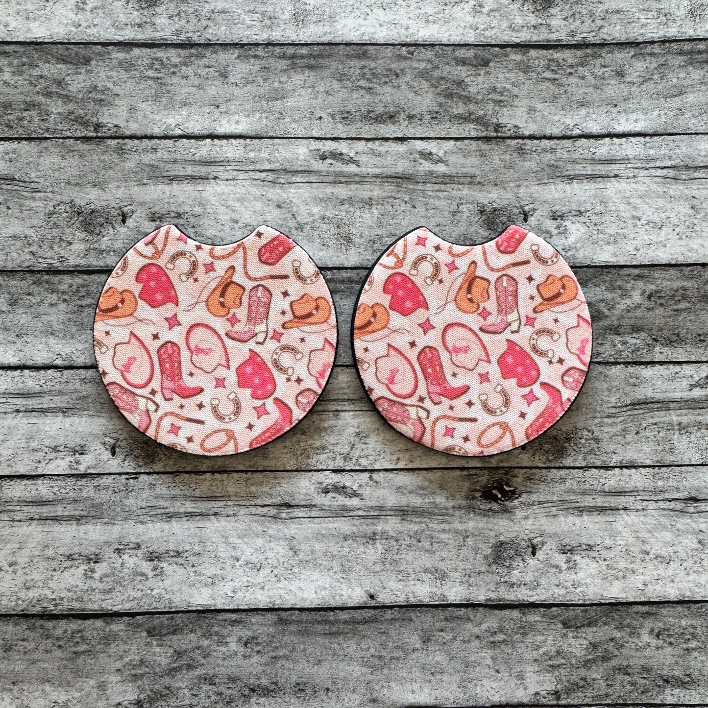 Pink Cowgirl Neoprene Car Coaster