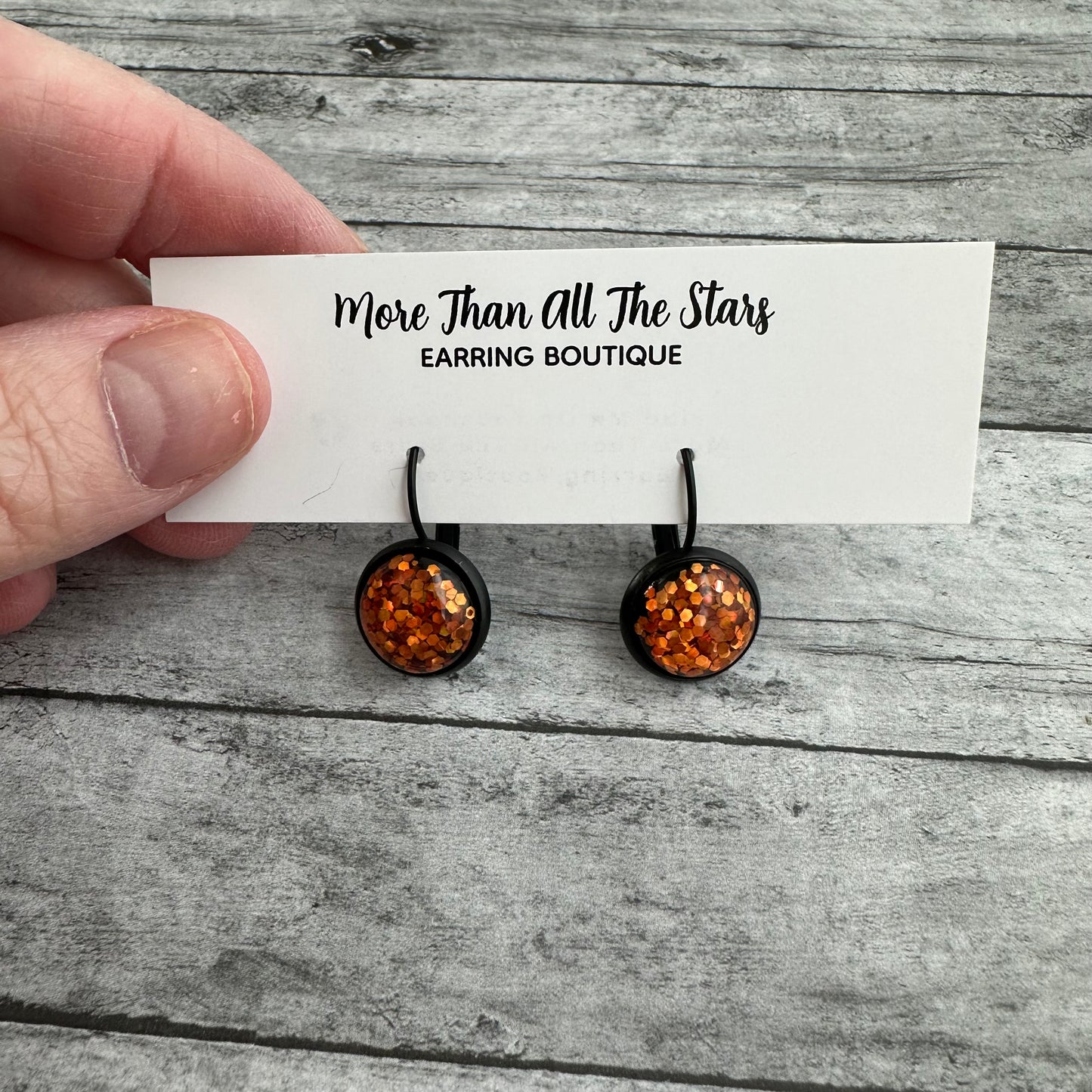 Orange and Black Dangle Earrings