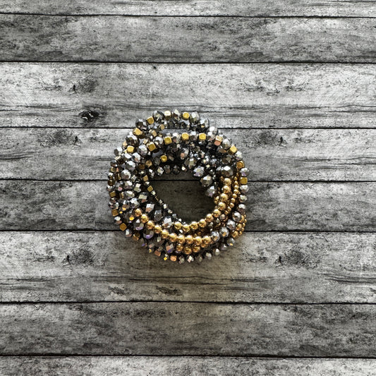 Chrome and Gold 9 Bracelet Set