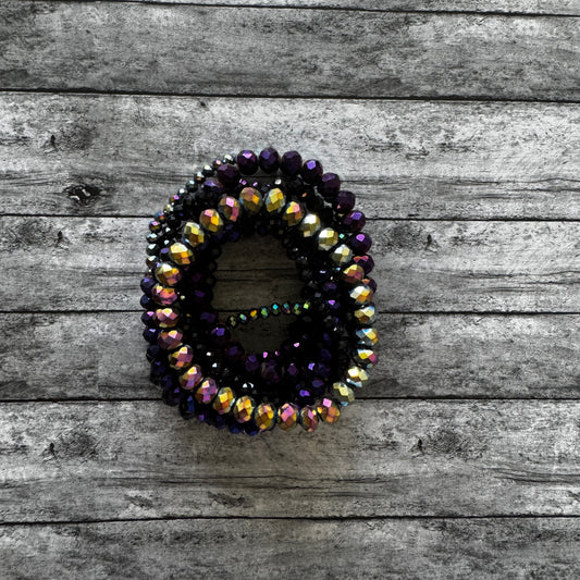 Black and Gold Iridescent 9 Bracelet Set 