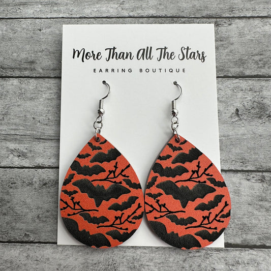 Engraved Bats Earrings