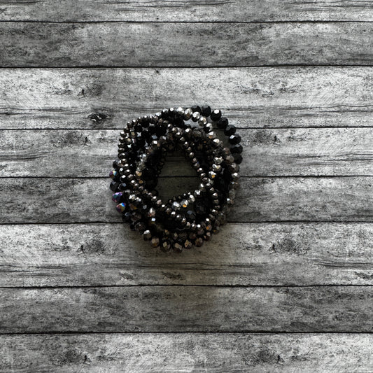 Black and Silver Iridescent 9 Bracelet Set