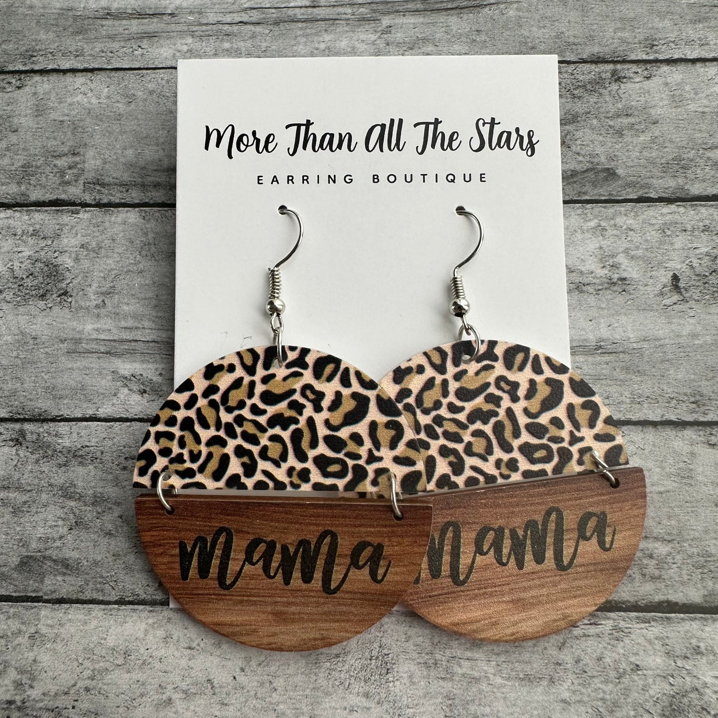 Leopard Mama Half Circle Earrings