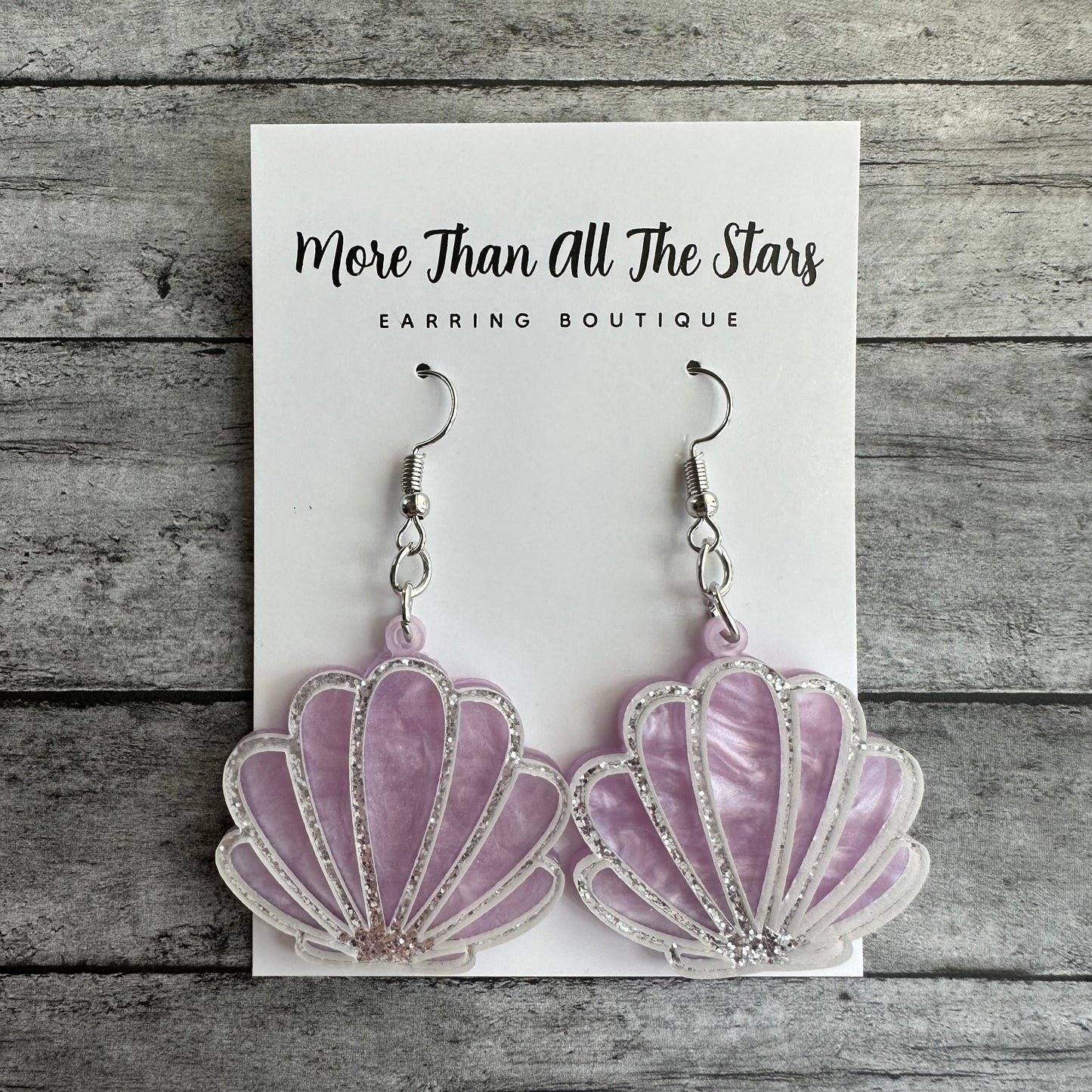 Purple Mermaid Oyster Earrings