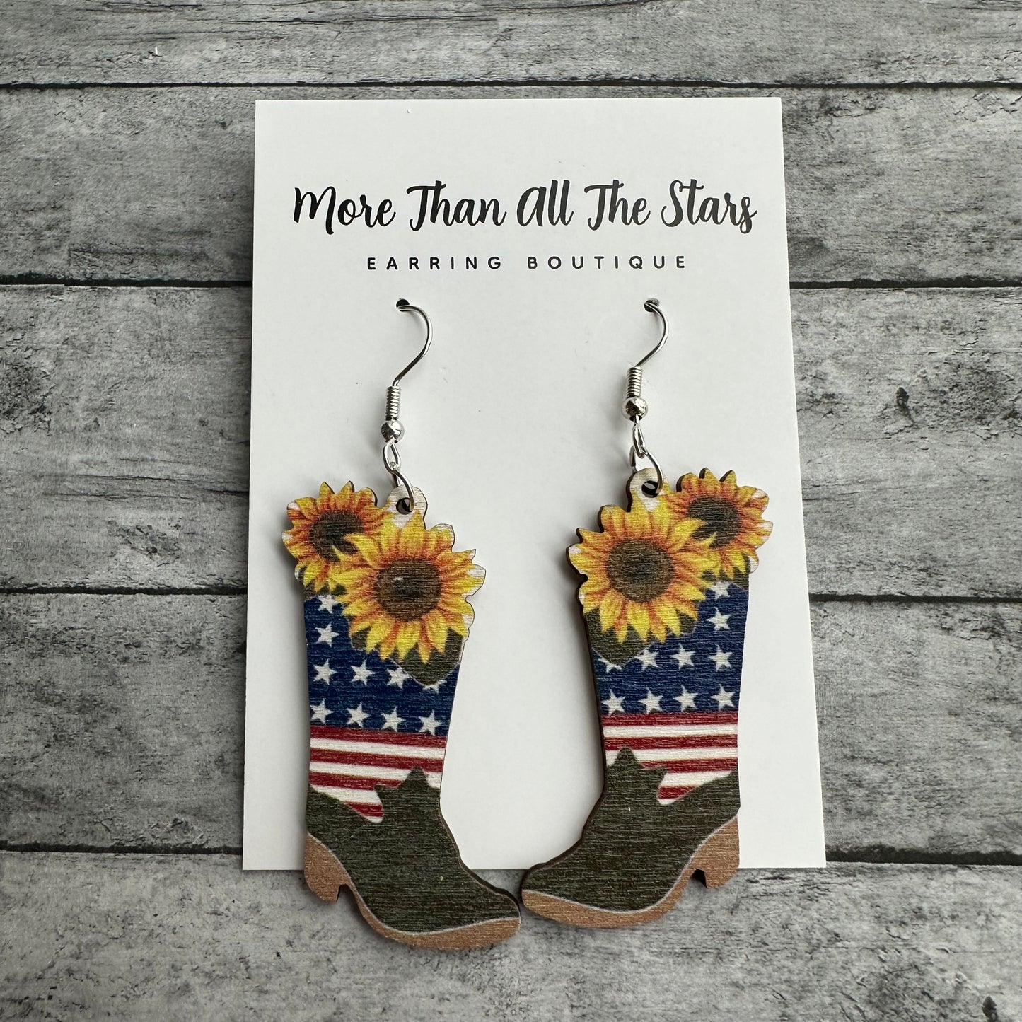 Americana Sunflower Boot Earrings