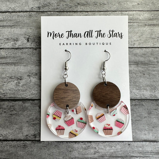 Cupcake Crescent Circle Earrings