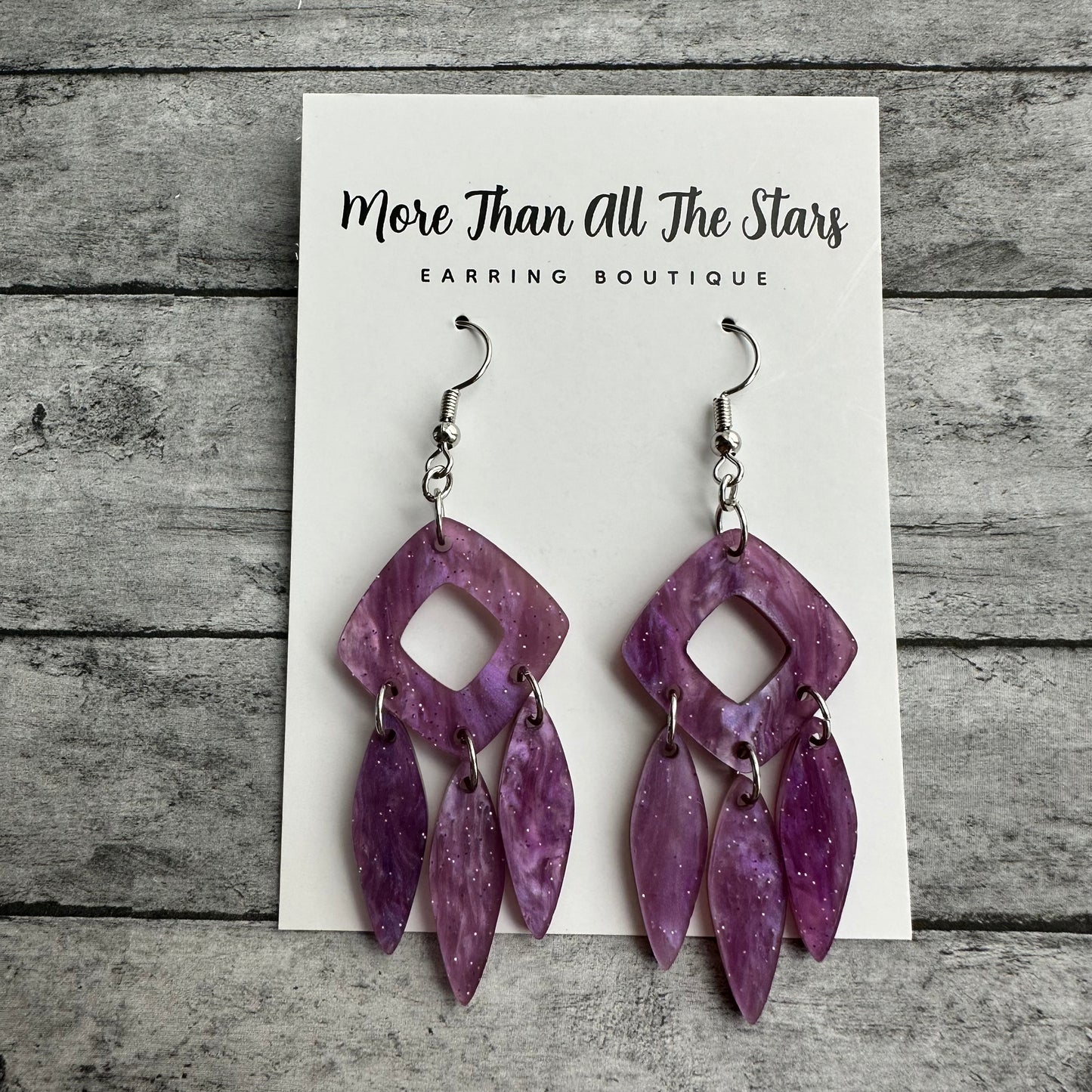 Sparkly Purple Dreamcatcher Earrings