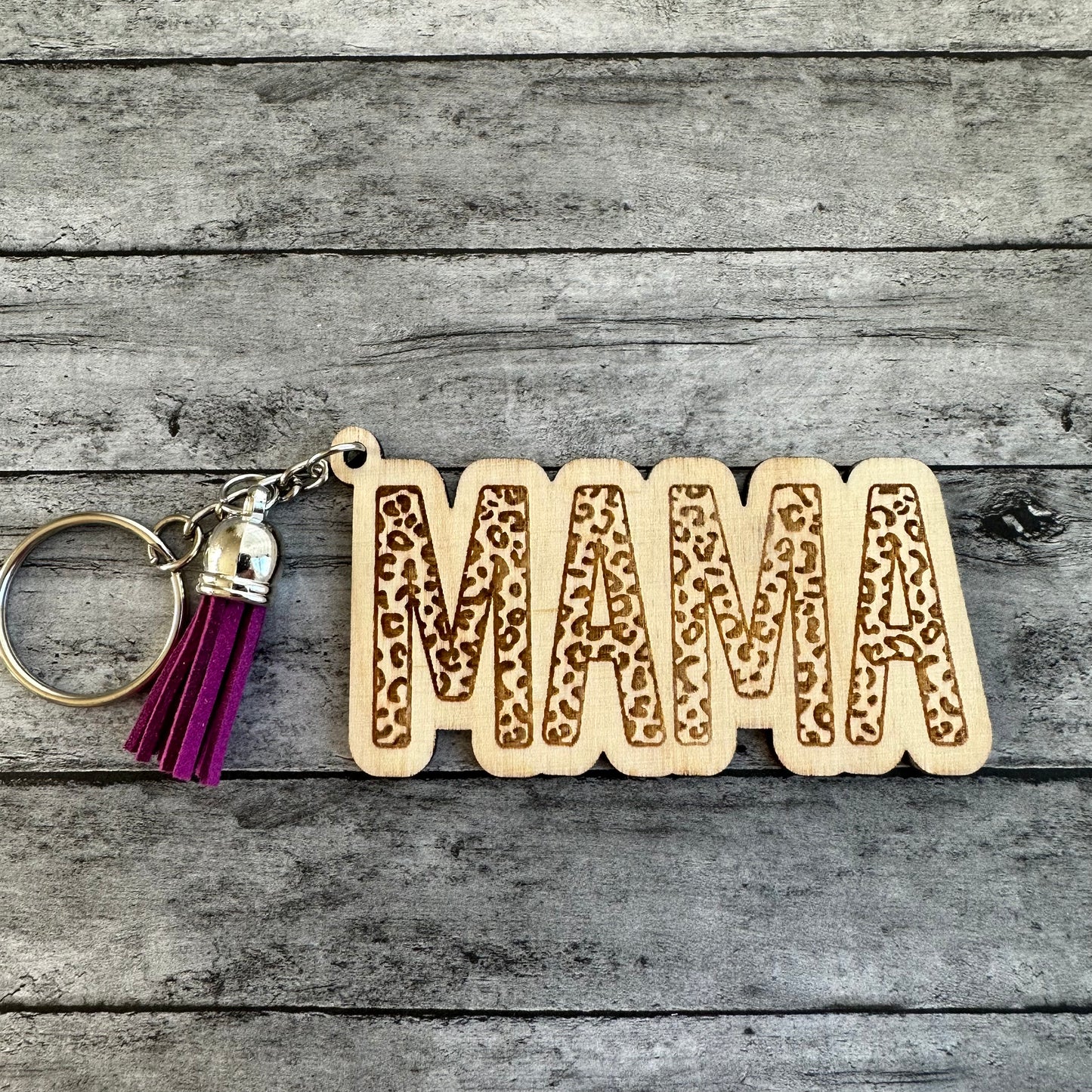 Wood Mama Keychain *RANDOM TASSEL COLOR