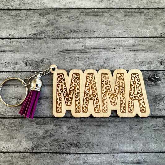 Wood Mama Keychain *RANDOM TASSEL COLOR