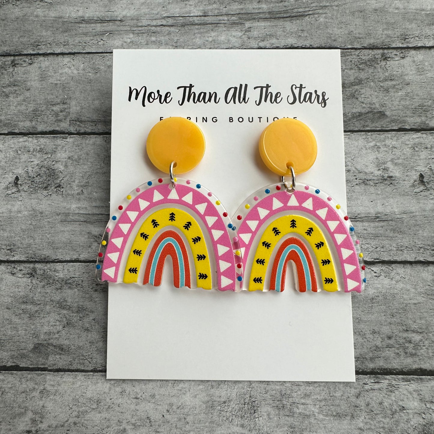 Pink and Yellow Rainbow Earrings