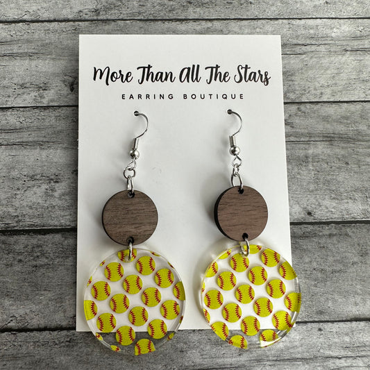 Softball Circle Earrings