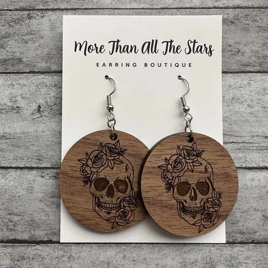 Floral Skull Earrings