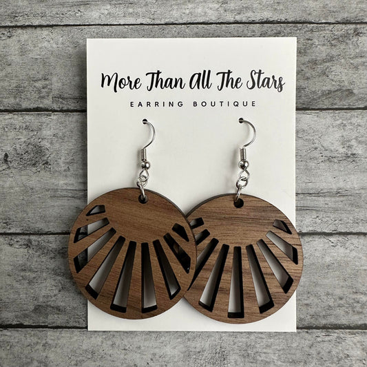 Wood Sun Ray Earrings
