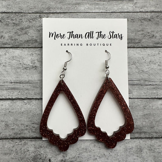 Topaz Glitter Ruffle Teardrop Earrings