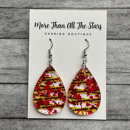 Crime Scene Teardrop Earrings
