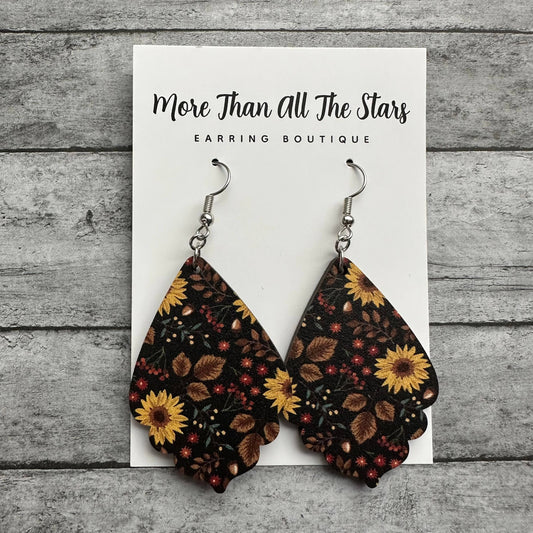 Sunflower Ruffle Teardrop Earrings