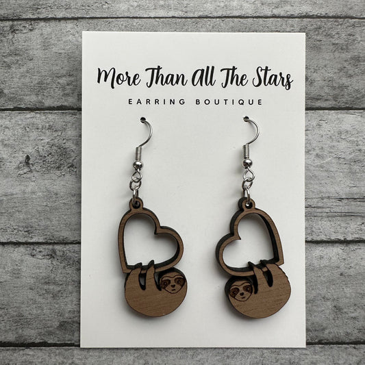 Sloth Heart Earrings