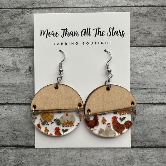 Half Circle Chicken Earrings