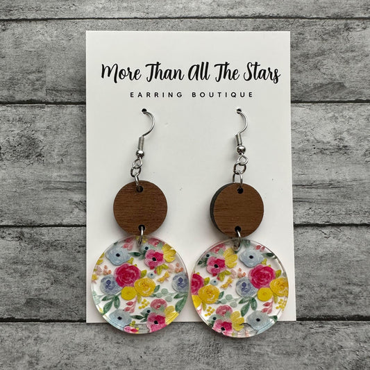 Spring Floral Circle Earrings