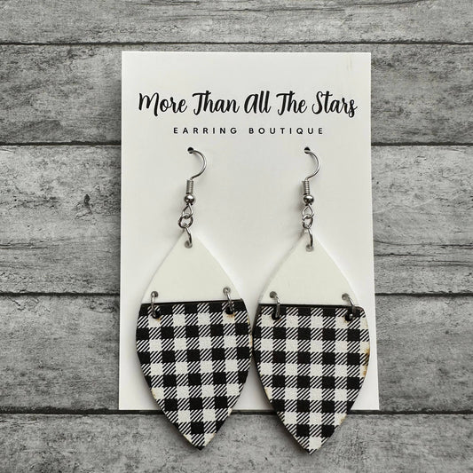 Black and White Plaid Earrings