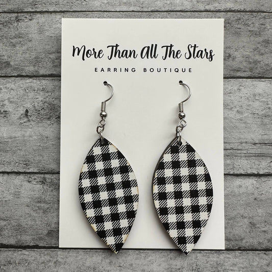 Black and White Plaid Earrings