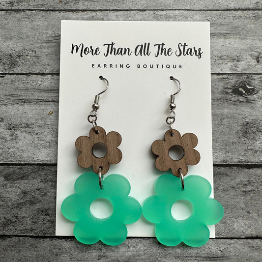 Green Flower Earrings