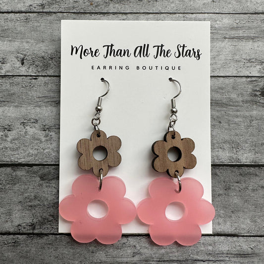 Pink Flower Earrings