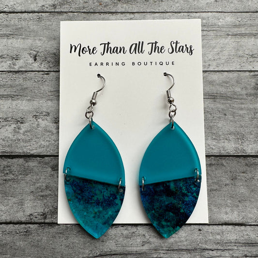 Teal Patina Petal Earrings