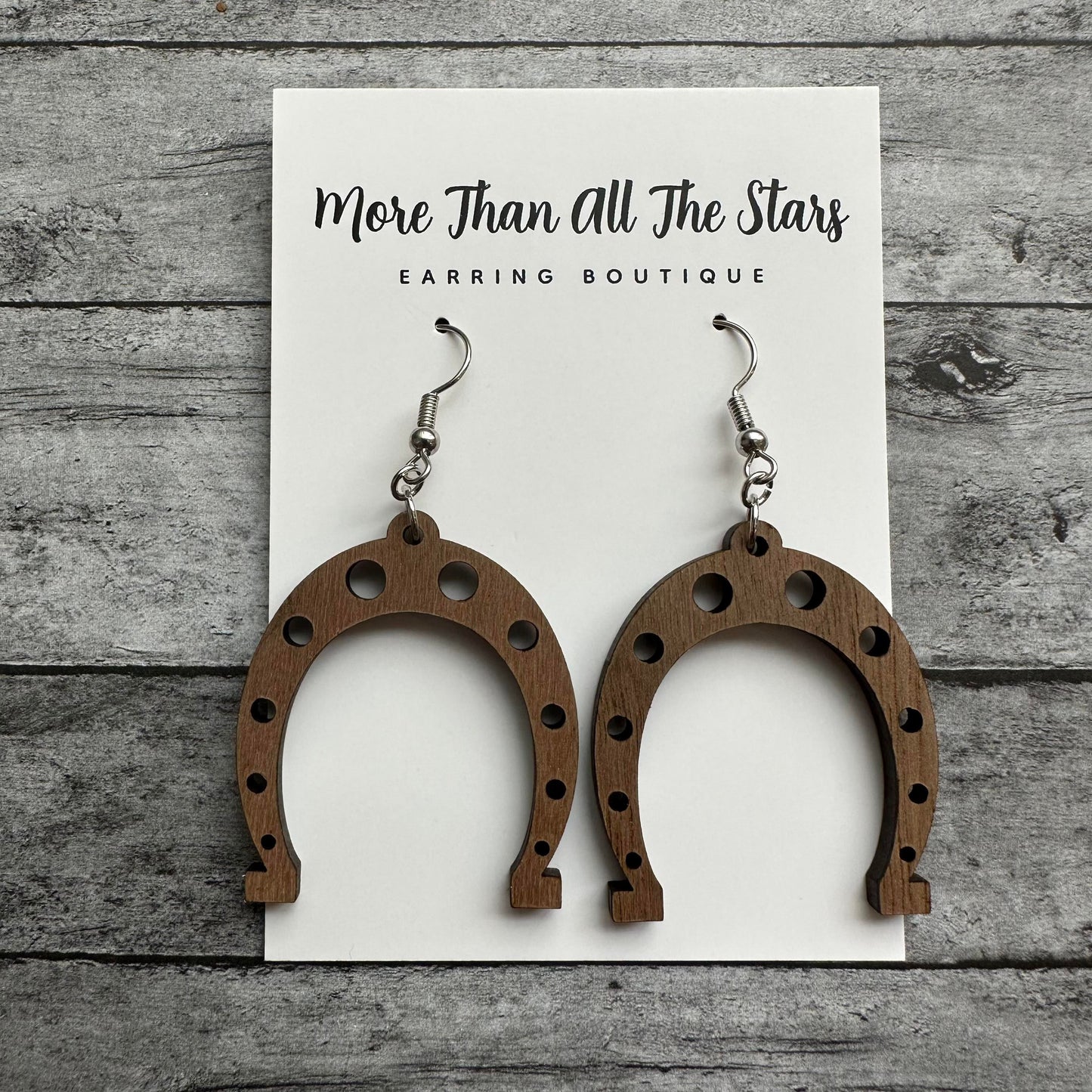 Wood Horseshoe Earrings