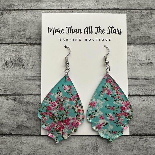 Cherry Blossom Ruffle Teardrop Earrings