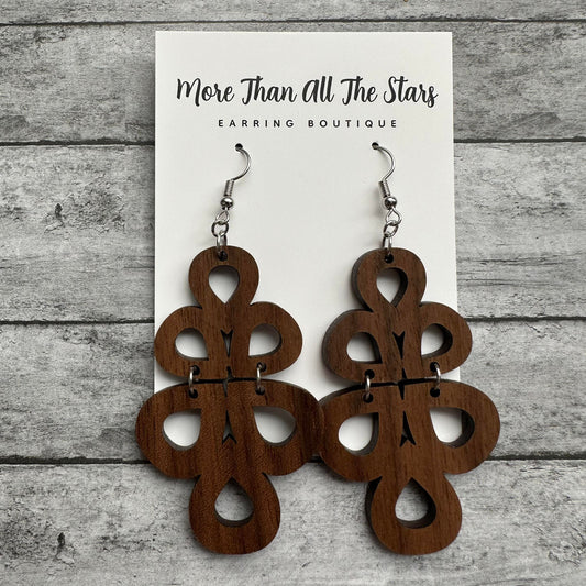 Wood Split Teardrop Earrings