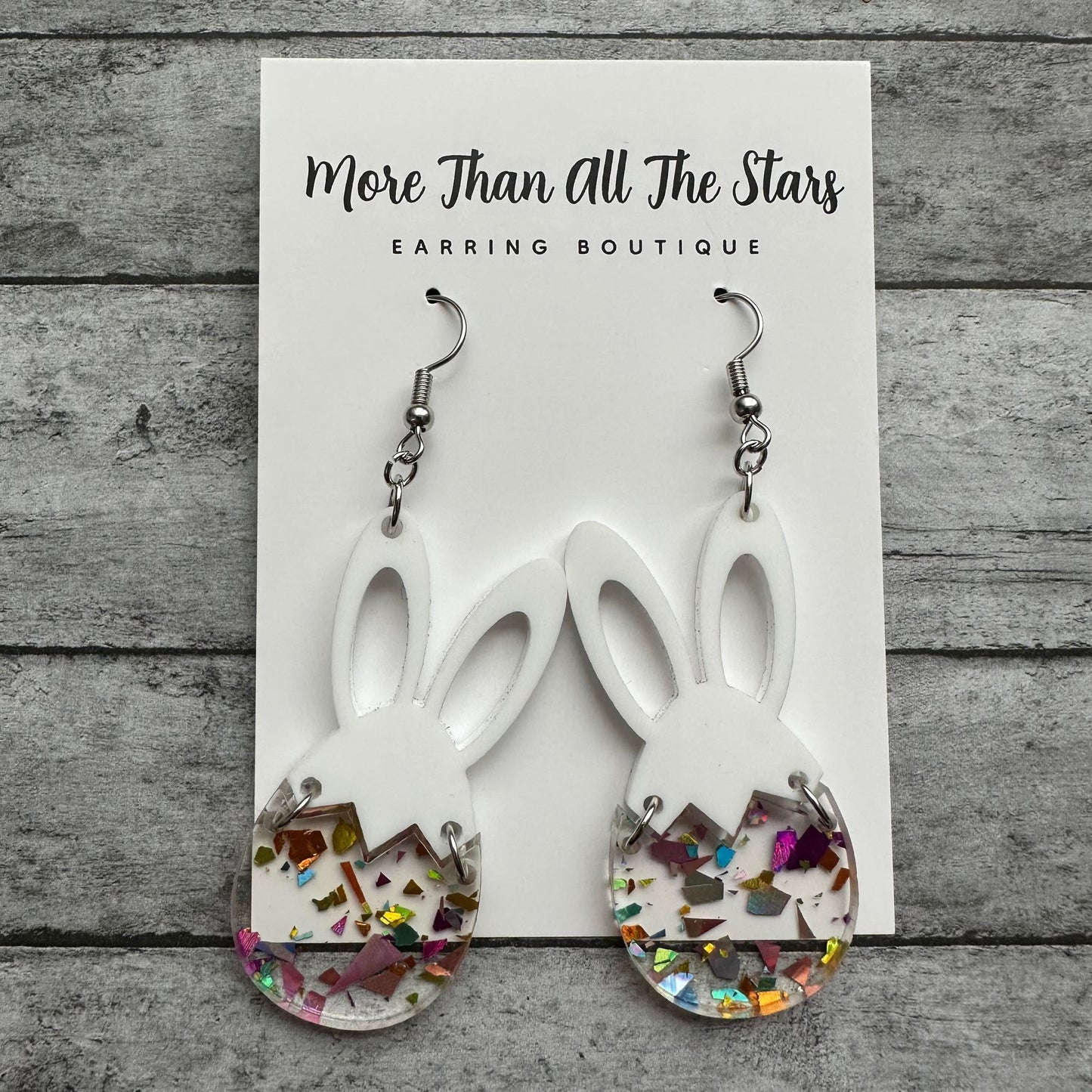 Easter Confetti Bunny Egg Earrings