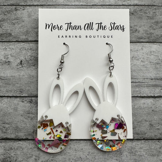 Easter Confetti Bunny Egg Earrings