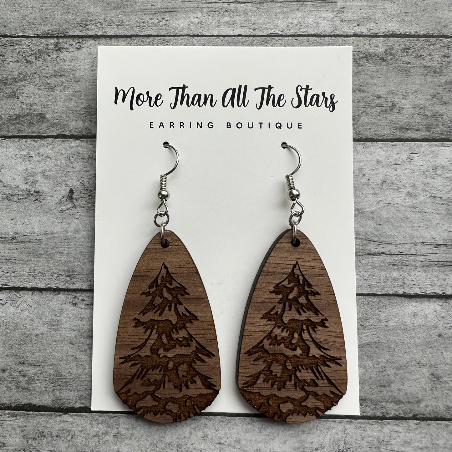 Wood Tree Earrings