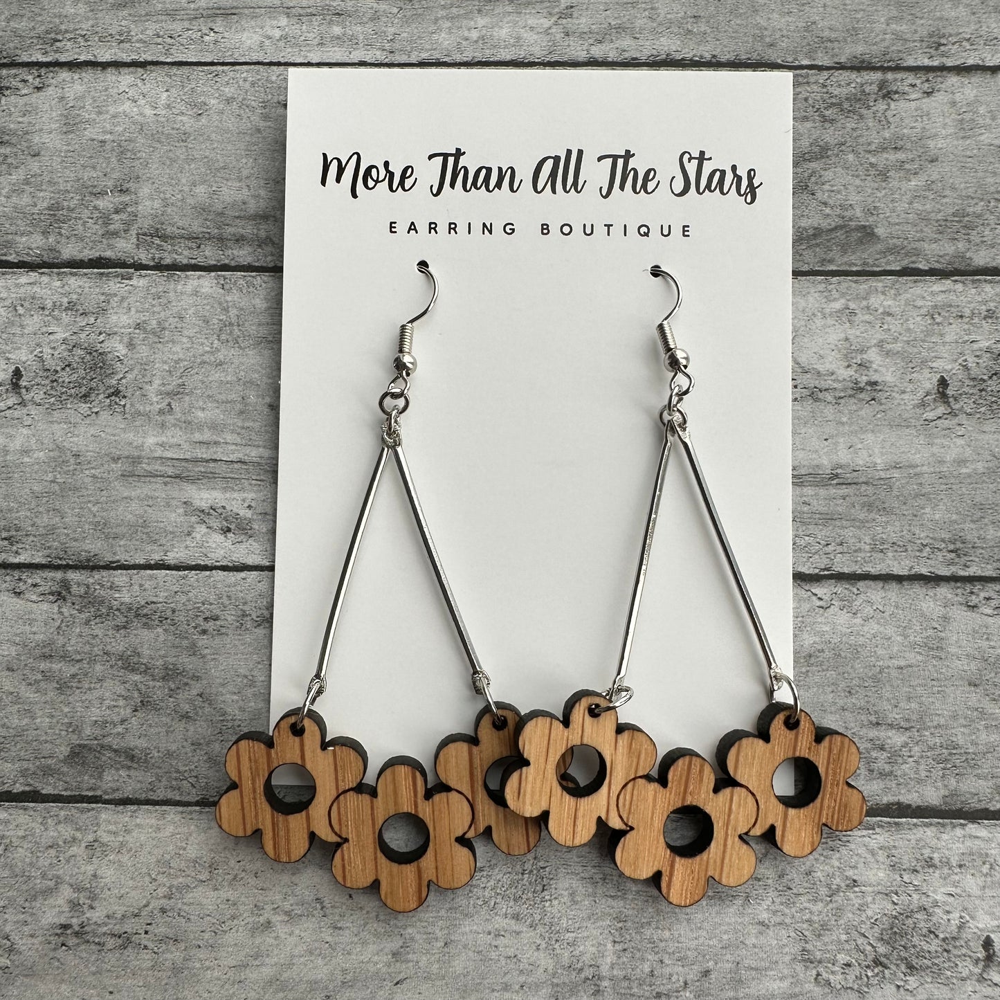 White Oak Daisy Earrings