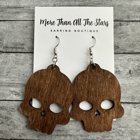 Walnut Skull Earrings