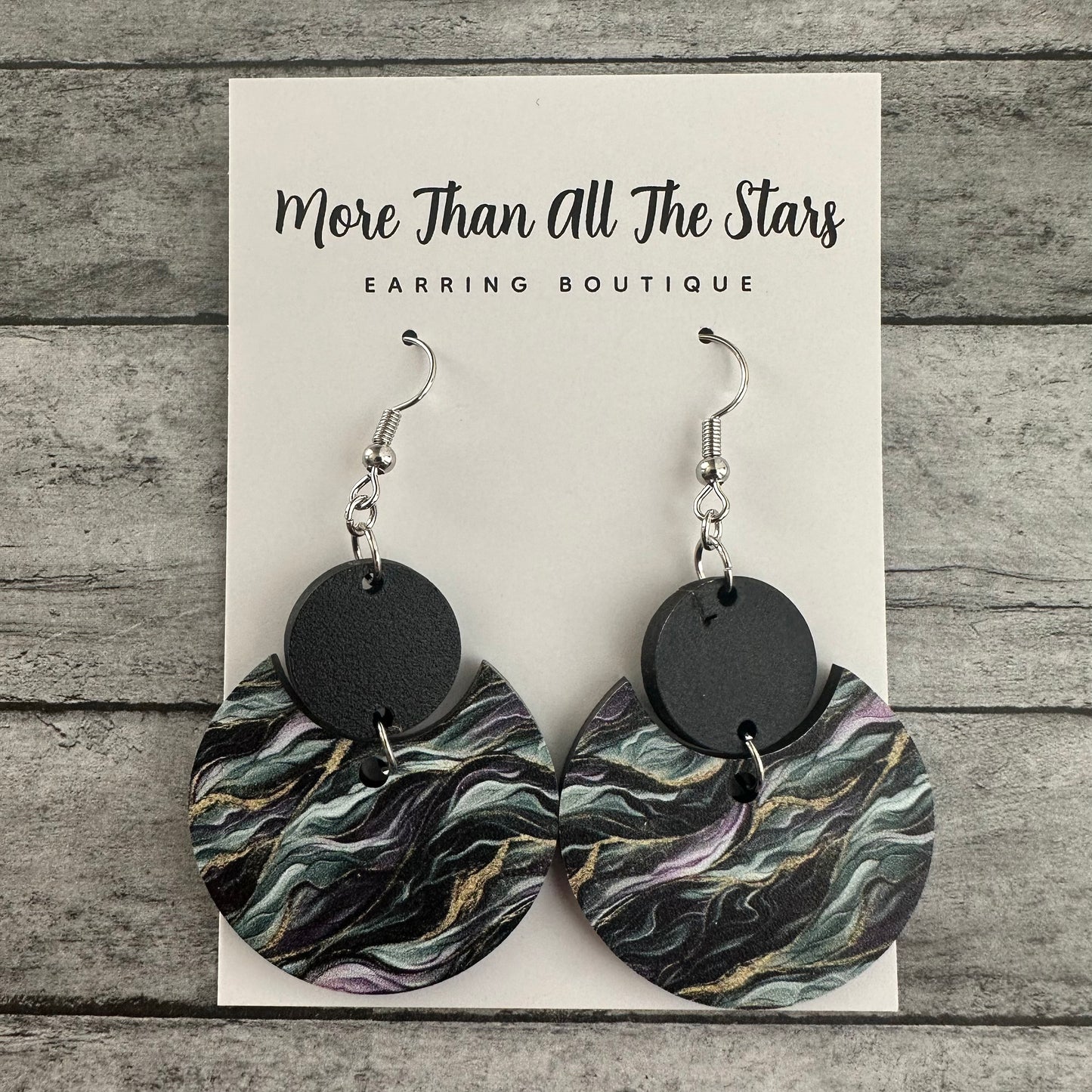 Jade Swirl Crescent Circle Earrings