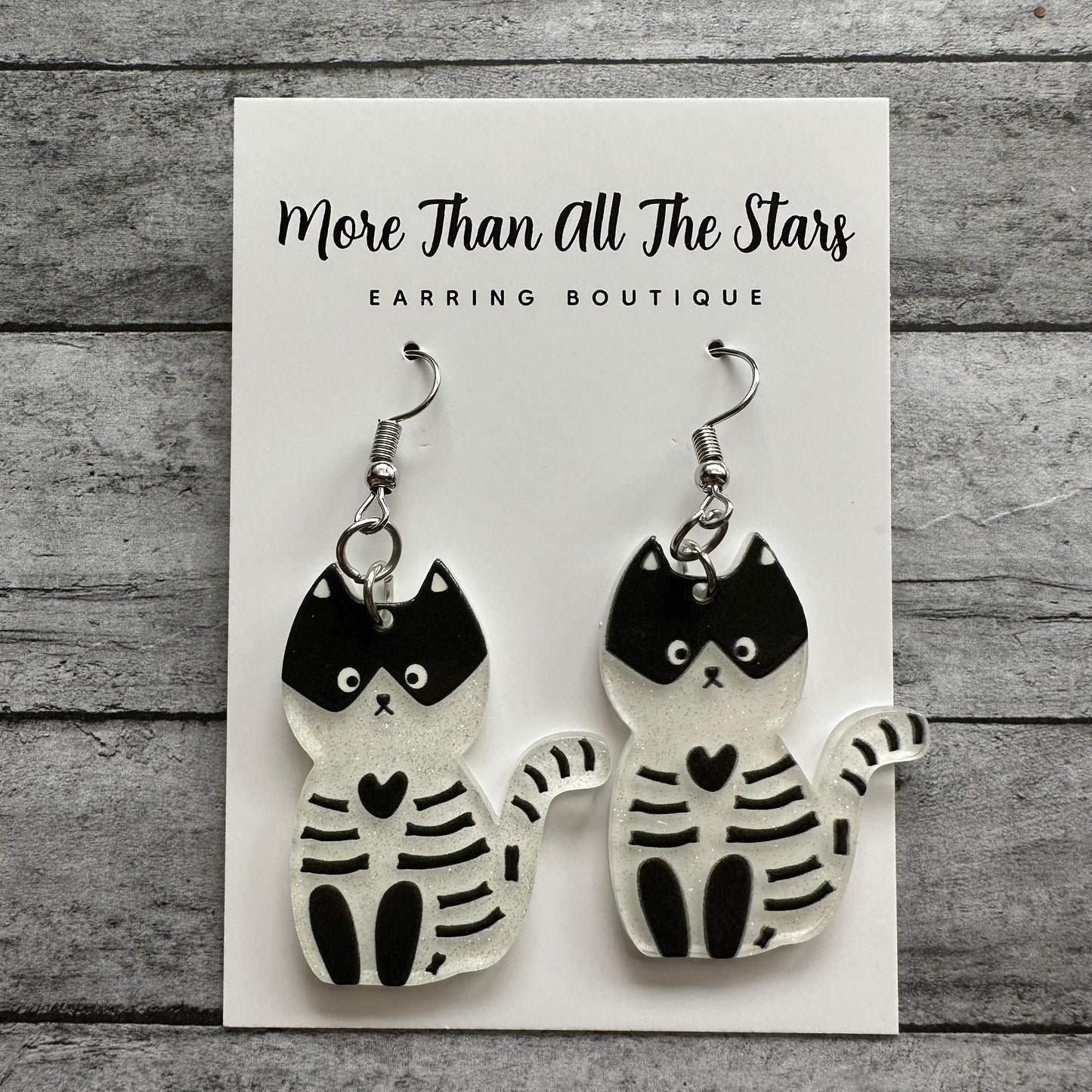 Kitty Cat Skeleton Earrings