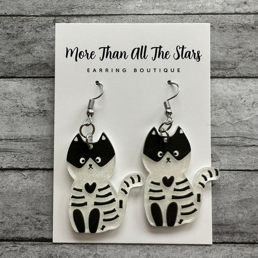 Kitty Cat Skeleton Earrings