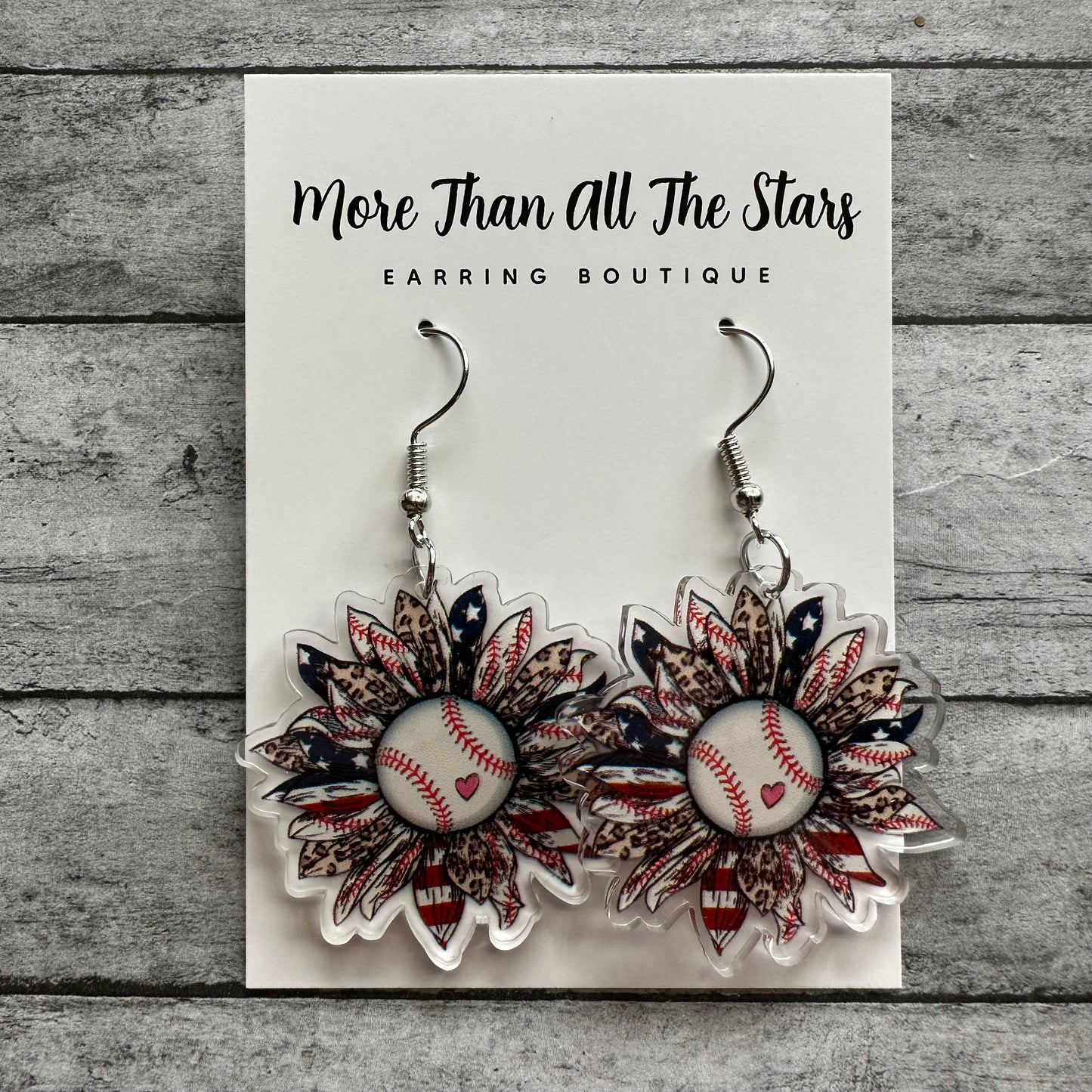 Baseball Sunflower Earrings