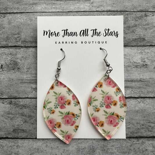 Pink Rose Earrings