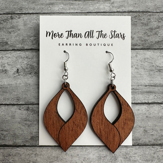 Twisted Open Petal Mahogany Earrings