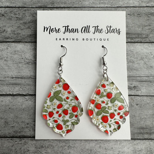 Strawberry Ruffle Teardrop Earrings